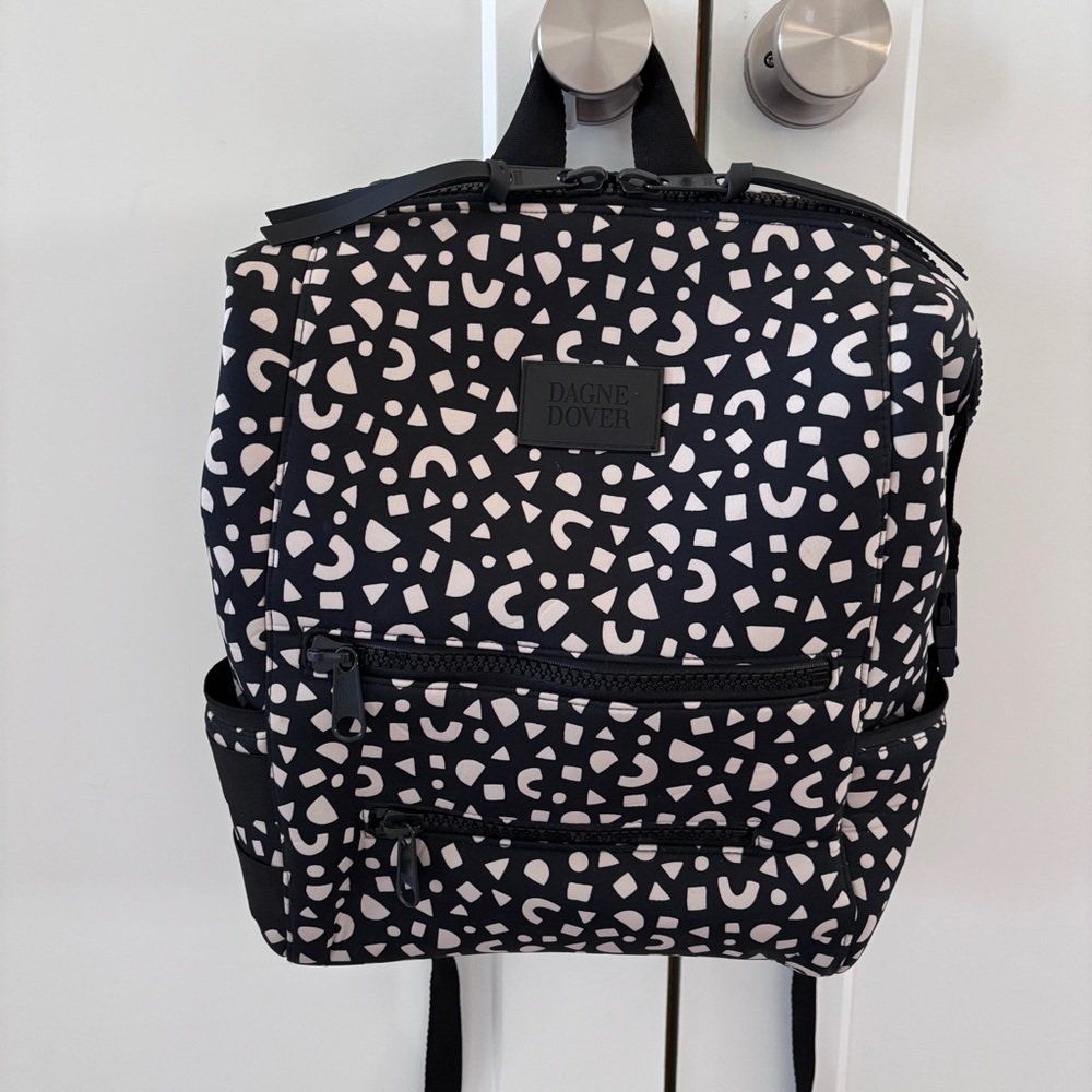 Dagne Dover Black Backpack with Cream Geometric Print